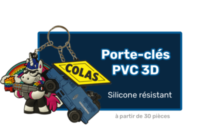 Porte-clés PVC 3D personnalisé avec logo en relief et anneau métallique argenté