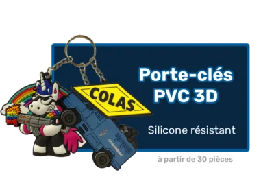 Porte-clés PVC 3D personnalisé avec logo en relief et anneau métallique argenté